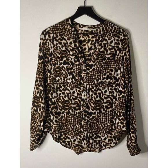 Twelfth Street By Cynthia Vincent Silk Animal Print Blouse - Picture 1 of 8